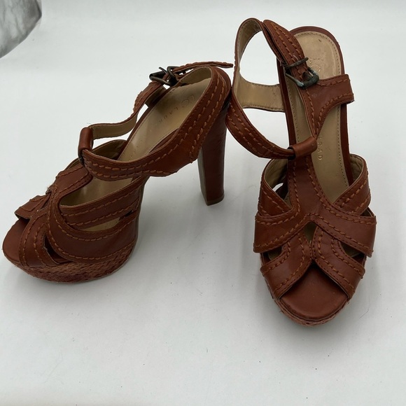 LC Lauren Conrad Brown Strappy Open-Toe Heeled Sandals –see measurement - Picture 5 of 9